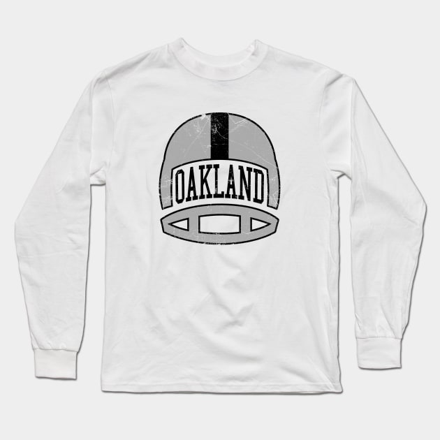 Oakland Retro Helmet - White Long Sleeve T-Shirt by KFig21